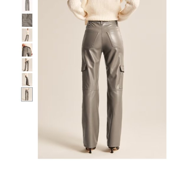 Abercrombie Women's Vegan Leather Cargo 90s Relaxed Pant Gray 34 reg - Picture 3 of 14